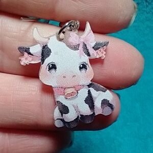 Cute cow wire dangle earrings white pink black